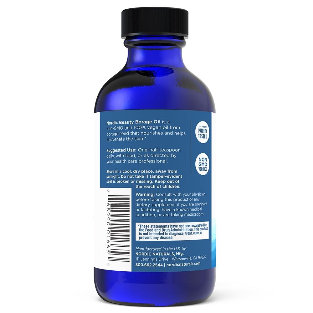 Nordic Naturals Nordic Beauty Borage Oil, Unflavored - 4 Ounces - Borage Seed Oil, Unique Omega-6 for Healthy and Hydrated Skin, 480 Milligrams of GLA - Non-GMO - Vegan, 48 Servings Nordic NaturalsBuy Supplements Australia