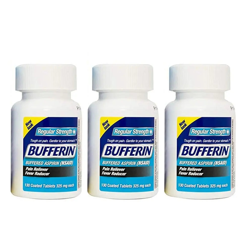 Bufferin Buffered Aspirin (NSAID) Coated Tablets Pain Reliever/Fever Reducer 130 ea (Pack of 3) BufferinBuy Supplements Australia