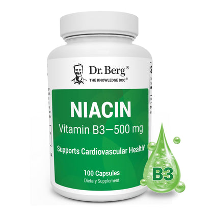 Dr. Berg Highly-Potent Niacin 500 mg – Now Only 125 mg per Capsule for Niacin Flush Tolerance Building – Gradually Increase to 500mg a Day – Vitamin B3 for Heart, Brain & Energy Support – 100 Capsules Dr. Berg NutritionalsBuy Supplements Australia