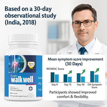 Royal Bee Walkwell Capsules – 60 Capsules – Supports Joint Pain & Inflammation Relief · Useful in Osteoarthritis · Promotes Flexibility & Mobility · Clinically Studied Herbal Ingredients GenericBuy Supplements Australia