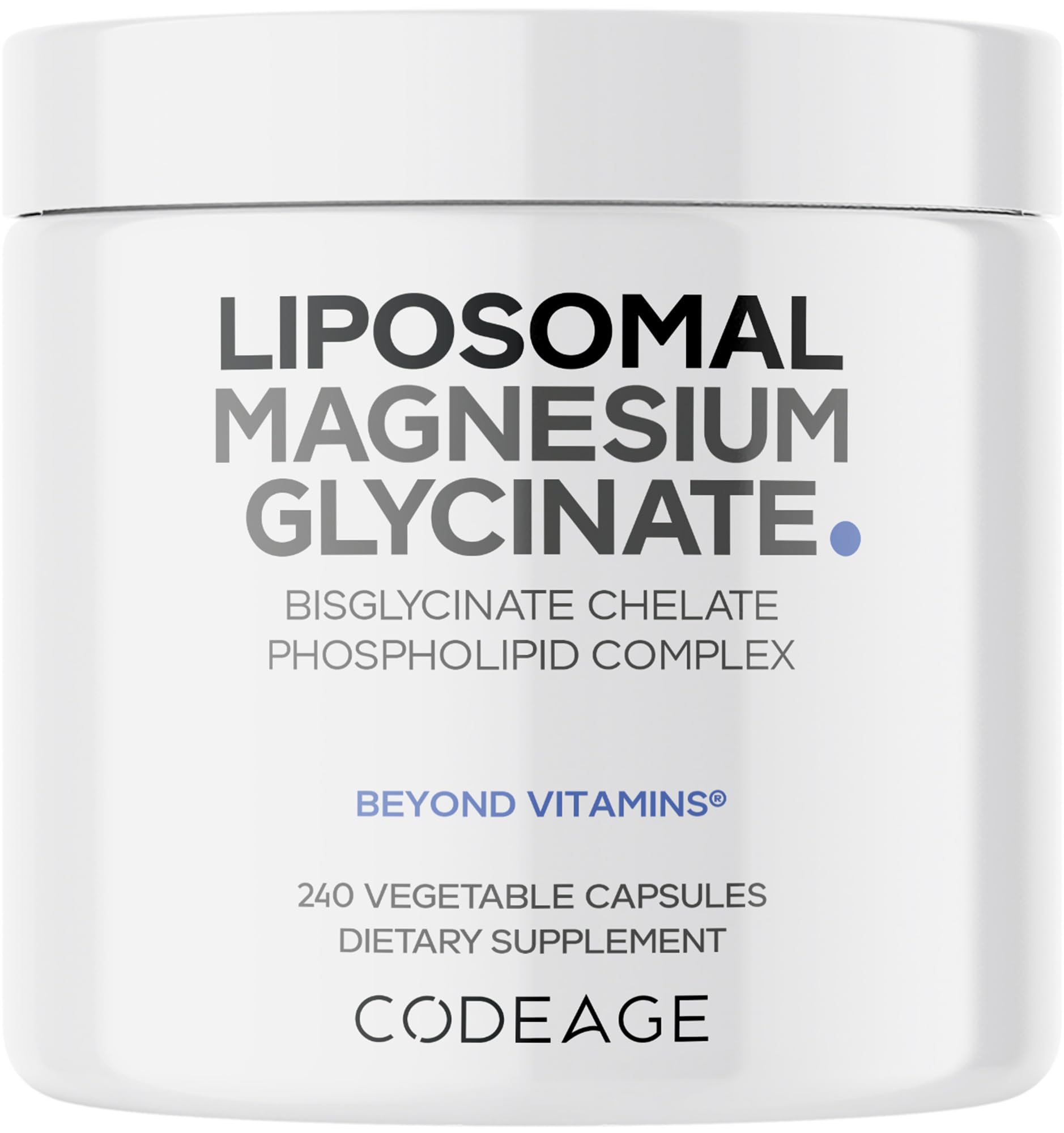 Codeage Liposomal Magnesium Glycinate Supplement, 2-Month Supply, Bisglycinate Magnesium Chelate, Chelated Magnesium Mineral Pills, BioPerine Black Pepper Vitamins Capsules, Non-GMO Vegan, 240 ct CodeageBuy Supplements Australia