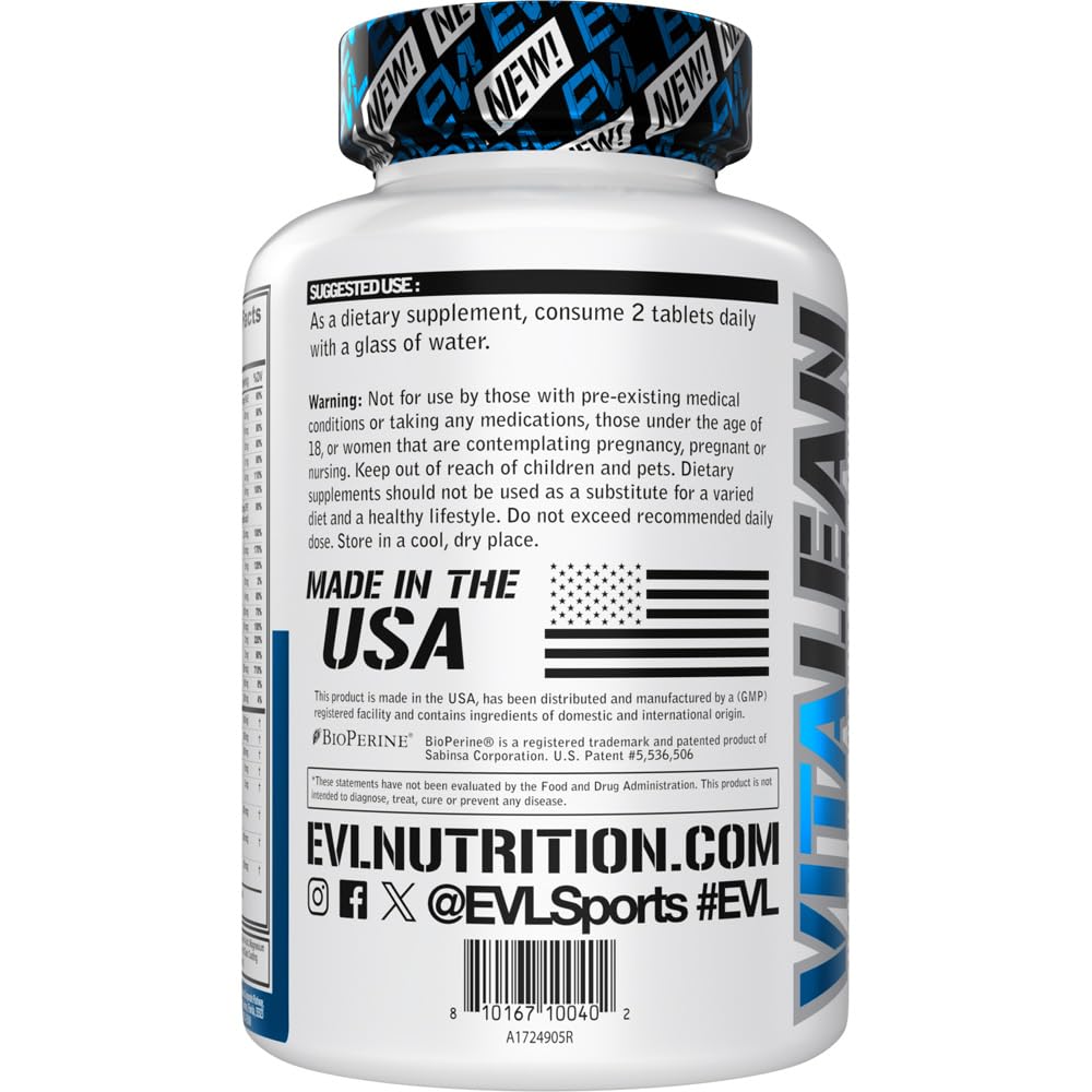 Evlution Nutrition VitaLean - Vitamins + Weight Loss Support - Key Vitamin + Core Antioxidant Support - Daily Nutrient & Weight Management Support - Bone, Eye & Immune Support - 45 Servings EvlutionBuy Supplements Australia