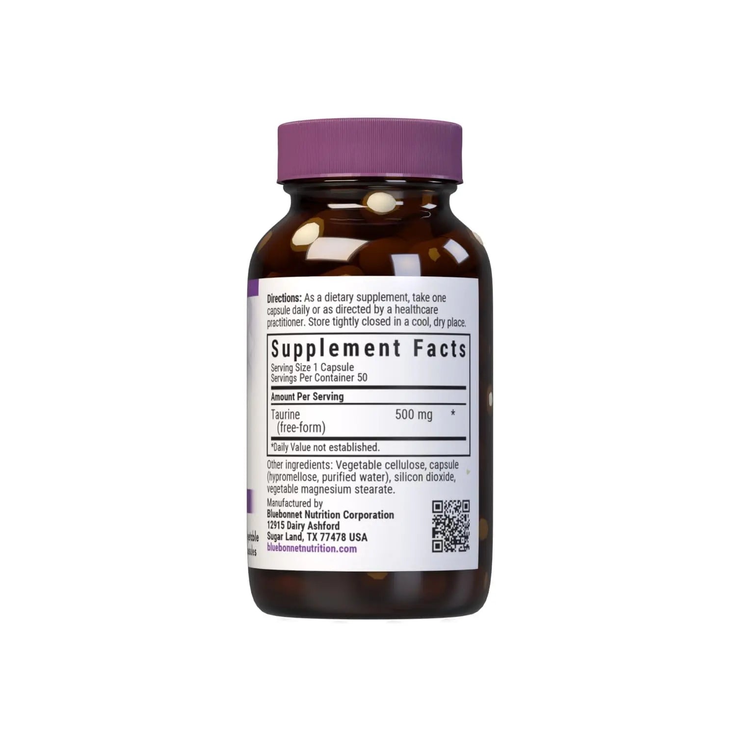 Bluebonnet Taurine 500 mg Vitamin Capsules, 50 Count BlueBonnetBuy Supplements Australia