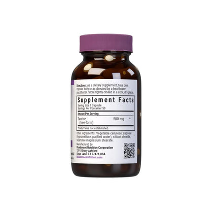 Bluebonnet Taurine 500 mg Vitamin Capsules, 50 Count BlueBonnetBuy Supplements Australia