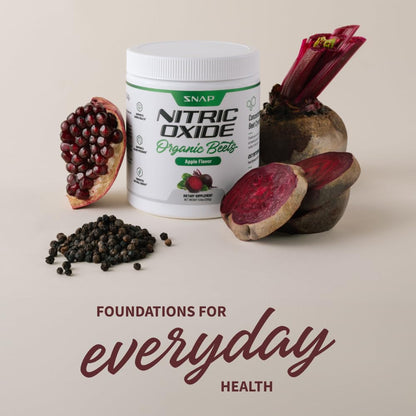 Snap Supplements USDA Organic Beet Root Powder, 3-in-1 Nitric Oxide Supplement, Support Healthy Blood Circulation, 250g (30 Servings, Apple)