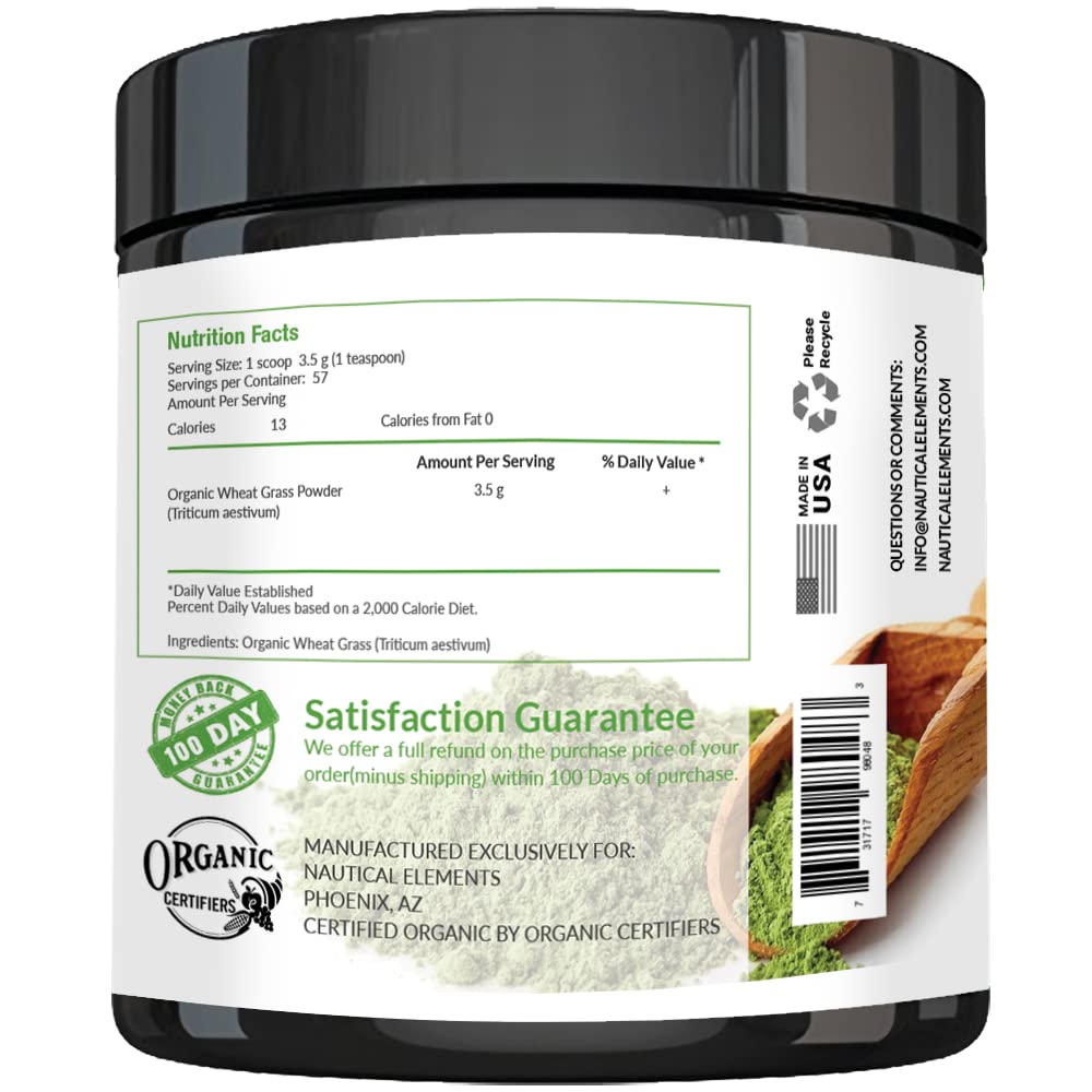 Wheatgrass Powder - USDA Certified Organic Wheat Grass Powder That Is Rich In Essential Amino Acids, Chlorophyll, Antioxidants, Fatty Acids, Minerals & Vitamins - US Grown - Vegan & Non-GMO Superfoods Nautical ElementsBuy Supplements Australia