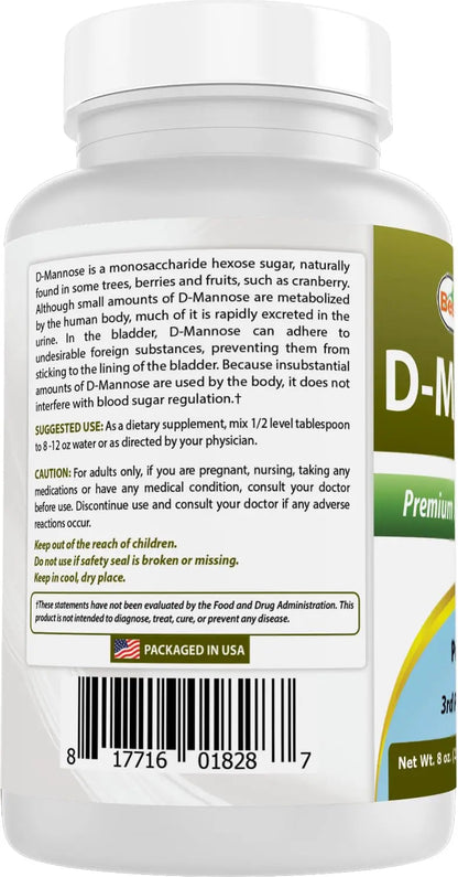 Best Naturals D-Mannose Pure Powder - Urinary Tract Cleanse Supplement - 8 OZ Best NaturalsBuy Supplements Australia