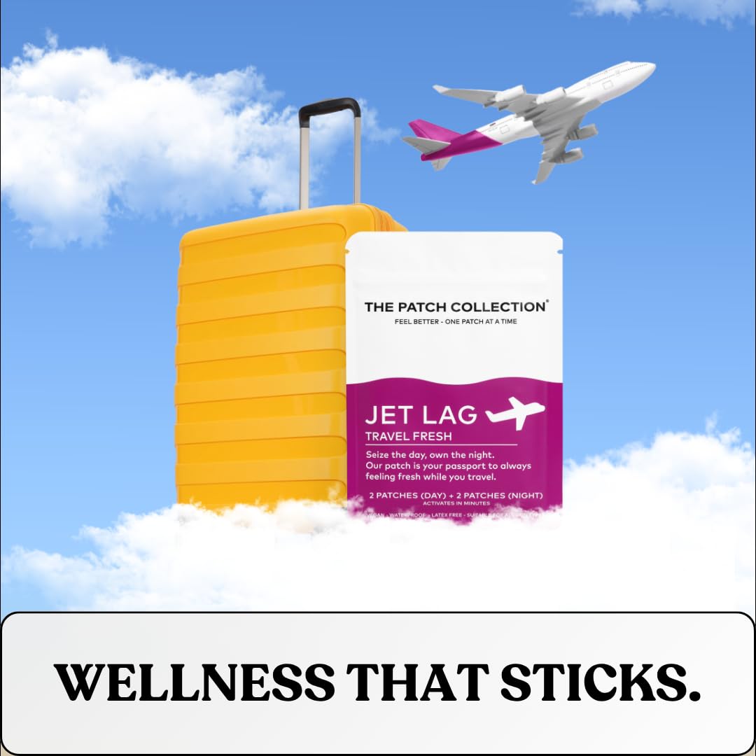The Patch Collection® - Jet Lag Patch for Day & Night Time Zone Changes | Melatonin, Valerian Root, Passion Flower, Magnesium, Vitamin B1, B2, B3, Turmeric | 100% Natural & Vegan (Pack of 4) The Patch CollectionBuy Supplements Australia