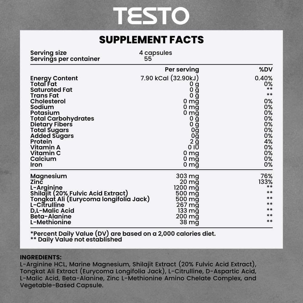 COURA Mens Testo Booster and Multivitamin for Men, 220 Capsules (55 Servings), with Shilajit, Zinc, Magnesium, L-Arginine, and Citrulline, Performance Support COURABuy Supplements Australia