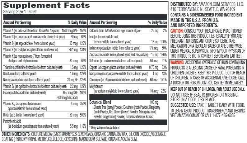 Amazon Elements Women’s One Daily Multivitamin, 59% Whole Food Cultured, Vegan, 65 Tablets, 2 month supply Amazon ElementsBuy Supplements Australia