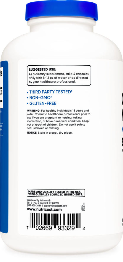 Nutricost Creatine Monohydrate 3000mg (750mg Per Cap), 500 Capsules (3 Bottles) NutricostBuy Supplements Australia