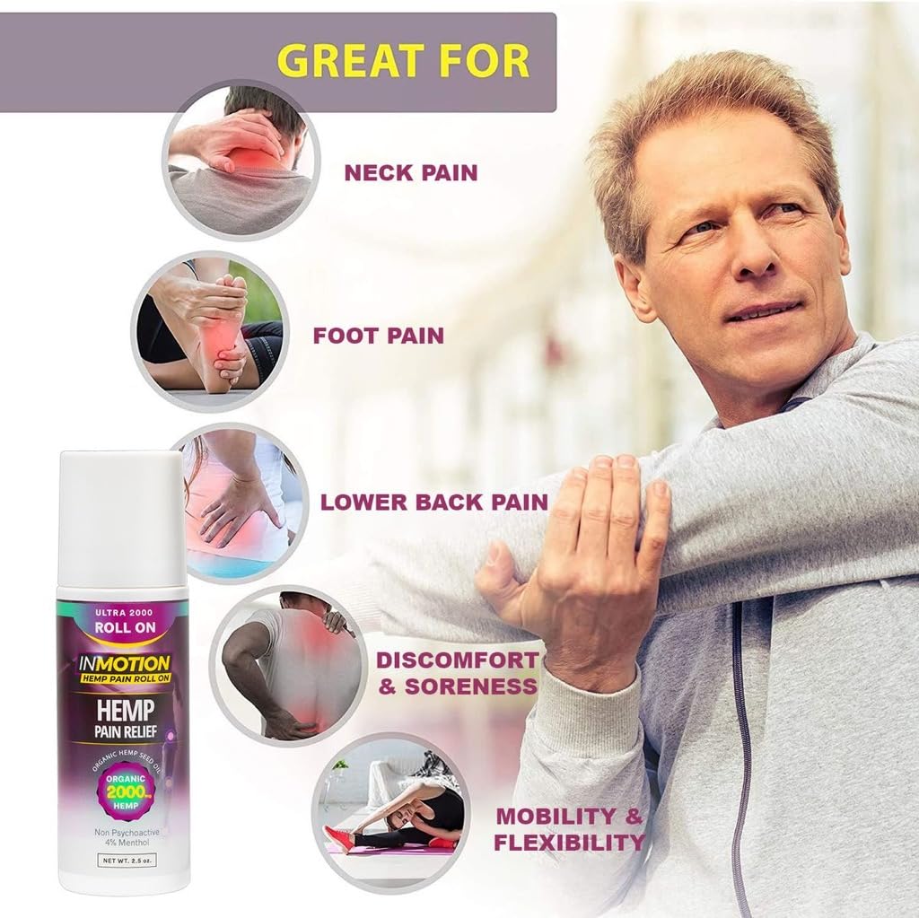 InMotion Hemp Roll On for Pain - 4 Pack Premium Ultra Strength Fast Acting, Long Lasting, Odorless Hemp Oil Roll On Pain Reliever for Joint, Muscle, & Back (4) InMotion HempBuy Supplements Australia
