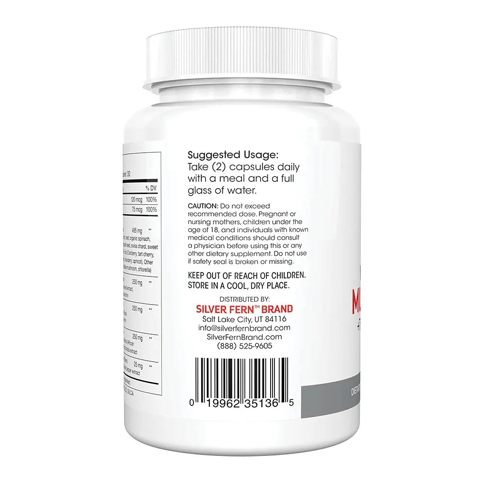 Silver Fern Whole Food Daily Multi Vitamin w/Trace Mineral Blend Supplement - 2 Bottles - 60 Vegicaps Each - 60 Day Supply Silver FernBuy Supplements Australia