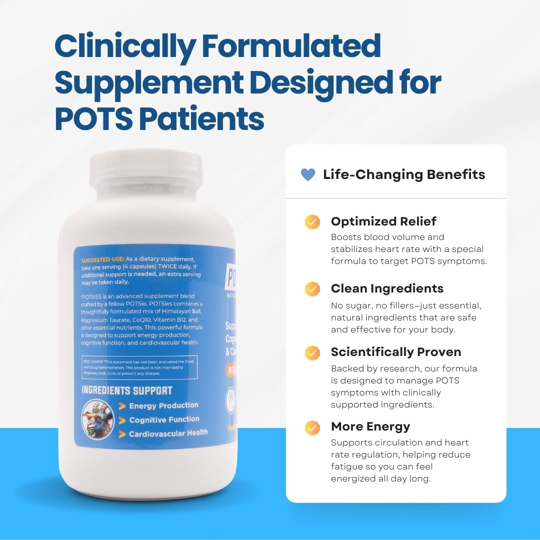 Potsies POTS Supplement Vitamin & Nutraceutical Mix Capsules for Pots Syndrome | POTS Management Essentials | 240 Capsules - 30 Day Supply PotsiesBuy Supplements Australia