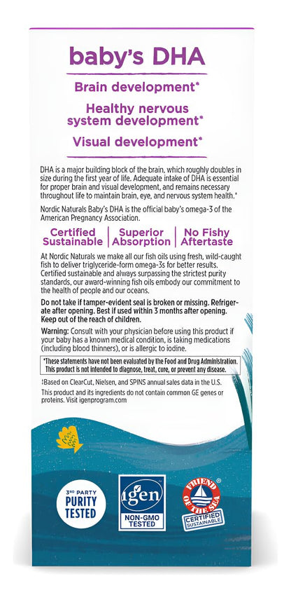 Nordic Naturals Baby’s DHA, Unflavored - 2 oz - 1050 mg Omega-3 + 300 IU Vitamin D3 - Supports Brain, Vision & Nervous System Development in Babies - Non-GMO - Servings May Vary Nordic NaturalsBuy Supplements Australia