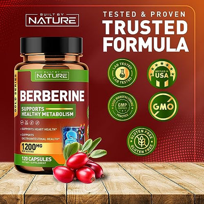 Berberine 1200mg - 100% Pure Berberine HCl Supplement, High Strength Berberine Built by NatureBuy Supplements Australia