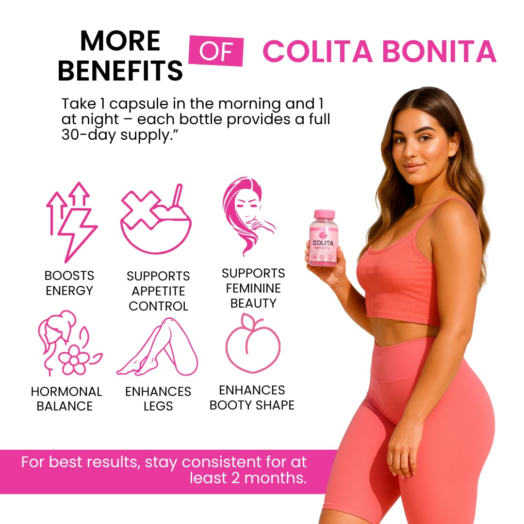 Colita Bonita – Aguaje, Black Maca & Fenugreek Pills – Natural Booty Growth & Hip Shaping Supplement – Supports Curves, Hormonal Balance & Waist Definition – 60 Capsules (30-Day Supply) Curvy FruitBuy Supplements Australia