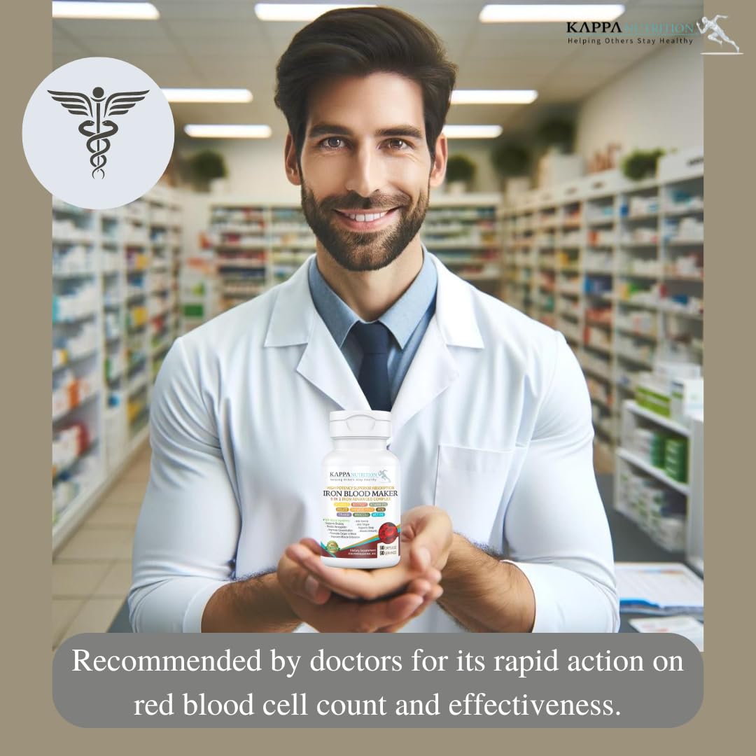 KAPPA NUTRITION Iron 26mg, Vitamin C & Orange 150mg, Folate 667mcg DFE, Vitamin B12, Beetroot, Brewers Yeast, Broccoli & MCT Oil 9 in 1 Advanced Complex (90 Capsules) KAPPA NUTRITIONBuy Supplements Australia