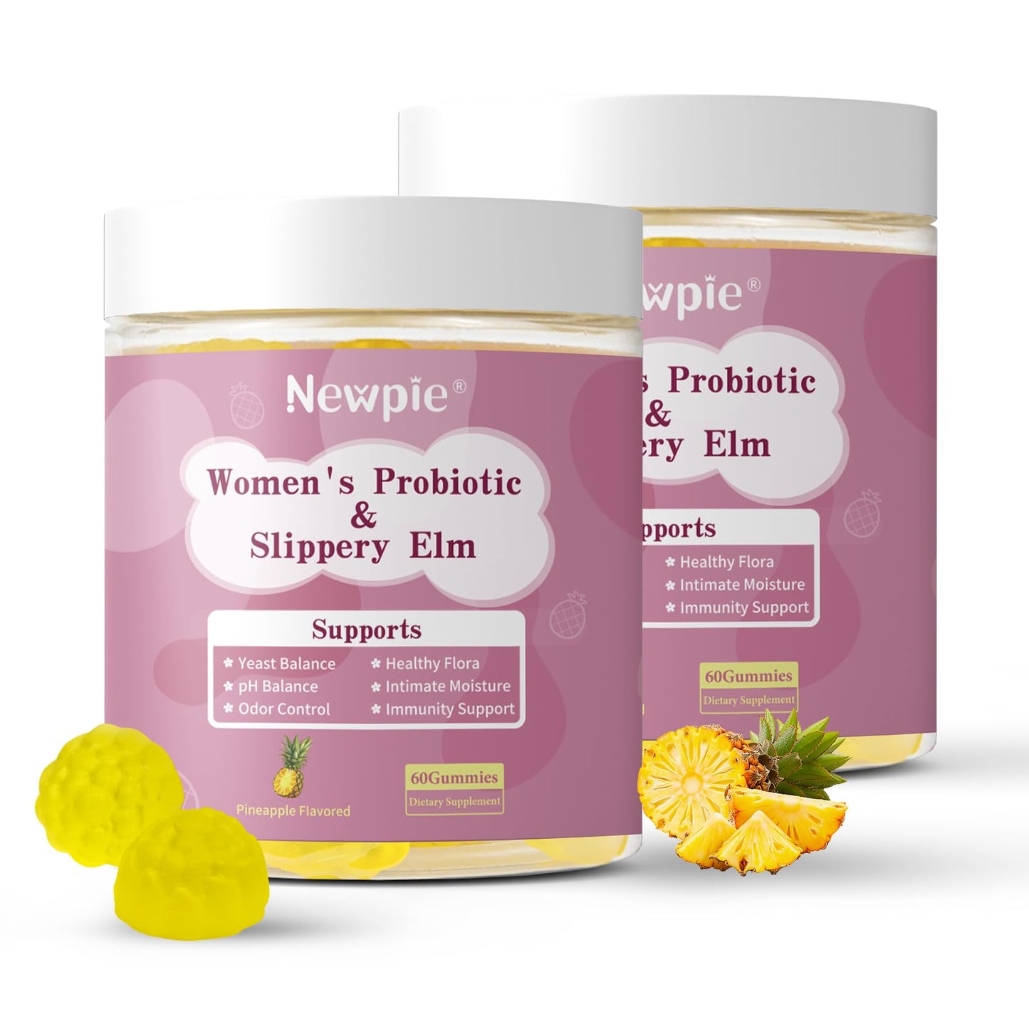 Blltzzz Her Juicy Women's Probiotic Gummies | Pineapple Flavor | Contains Slippery Elm and Probiotic Blend to Support Women's Intimate pH Balance, Gut Wellness and Overall Well-Being | 60 Gummies (2) BlltzzzBuy Supplements Australia