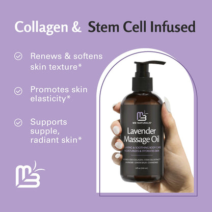 Lavender Massage Oil with Collagen and Stem Cells - Skin Tightening Massage Oil for Mass M3 NaturalsBuy Supplements Australia