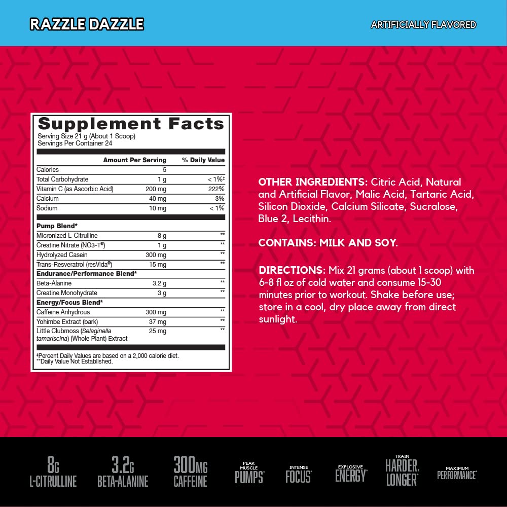 BSN N.O.-XPLODE Vaso Pre Workout Powder with 8g of L-Citrulline and 3.2g Beta-Alanine BSNBuy Supplements Australia