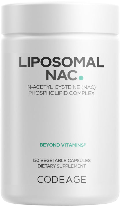 Codeage Liposomal NAC Supplement - N-Acetyl L-Cysteine Amino Acid - 2 Month Supply - Free-Form NAC - Phospholipid Complex - Vegan, Non-GMO, Gluten-Free, Dairy-Free - 120 Capsules CodeageBuy Supplements Australia
