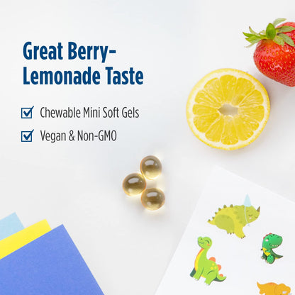 Nordic Naturals Children's DHA Vegetarian - Kids DHA Omega-3 Supplement -Algae Oil - Berry Lemonade Mini Chewables - Plant-Based Formula for Ages 3+ - 120 Soft Gels - 40 Servings Nordic NaturalsBuy Supplements Australia