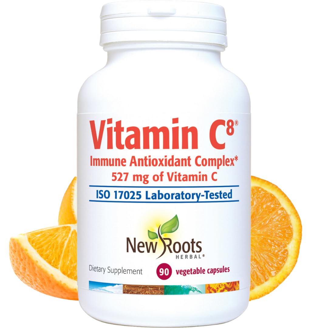 Vitamin C8 + Zinc Supplement for Higest Absorption (90 Capsules) | 527mg per Portion | 8 Buffered Sources of Vitamin C with Bioflavonoids, Green Tea & Quercetin for Stronger Defense | 3 months Supply NEW ROOTS HERBALBuy Supplements Australia