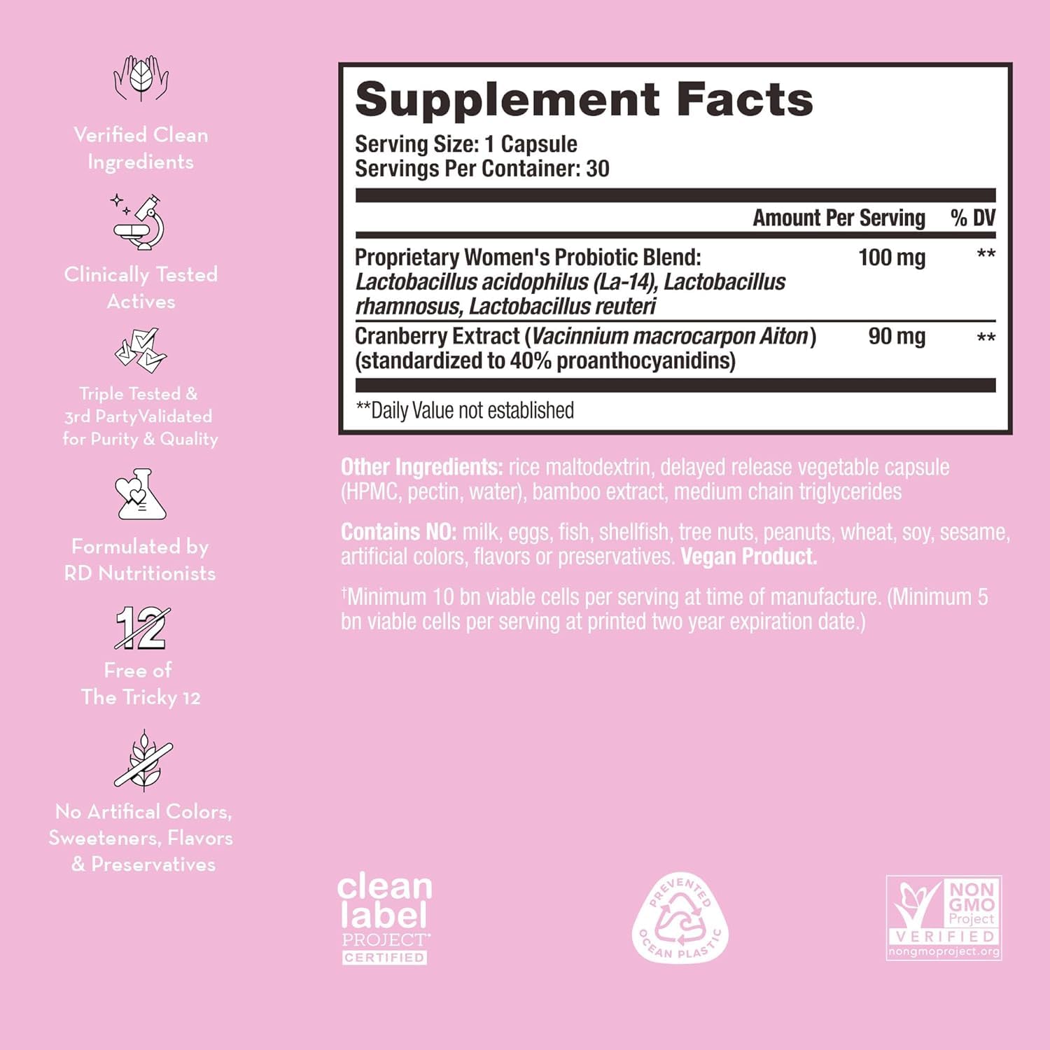 HUM Private Party Pills - Vaginal Probiotics for Women's Ph Balance with Cranberry HUMBuy Supplements Australia