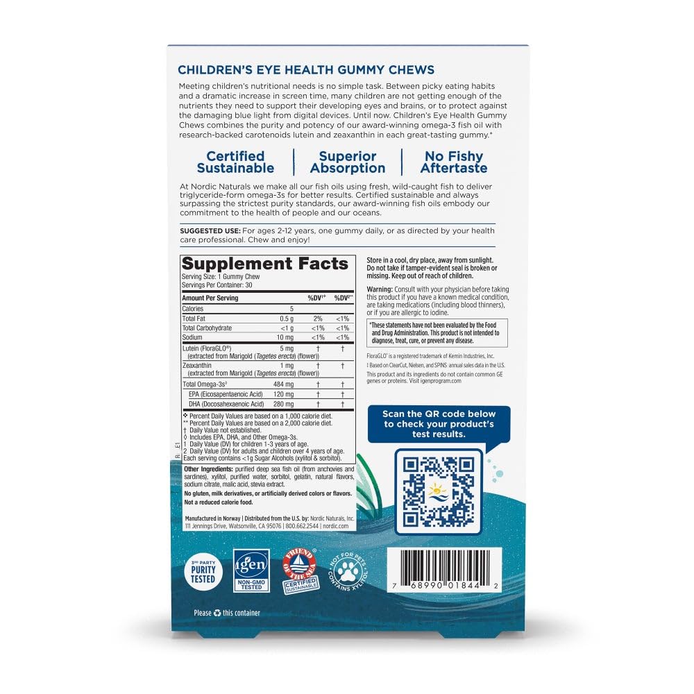 Nordic Naturals Children’s Eye Health Gummies, Strawberry Lemonade - 30 Gummies for Kids - 484 mg Total Omega-3s DHA, Lutein & Zeaxanthin - Brain Health, Antioxidant Support, Non-GMO - 30 Servings Nordic NaturalsBuy Supplements Australia