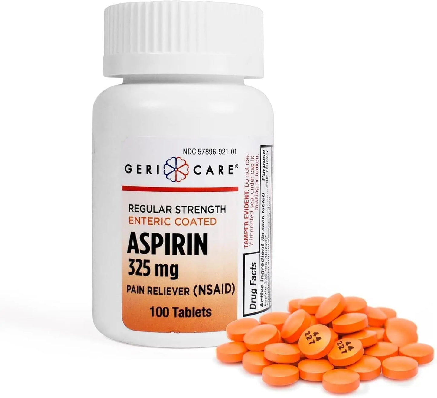 Enteric Coated Aspirin Tablets 325mg (100 Count) by GeriCare- NSAID Pain Reliever & Fever Reducer Coated Aspirin for Adults- Regular Strength Aspirin for Headache Arthritis Menstrual & Muscle Pain GeriCareBuy Supplements Australia