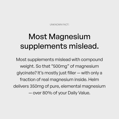 Pure Magnesium Glycinate - Magnesium for Sleep, Stress, Muscle & Nerve Support - High-Absorption, Non-GMO, Vegan - 90 Capsules (350mg) Helm NutritionBuy Supplements Australia