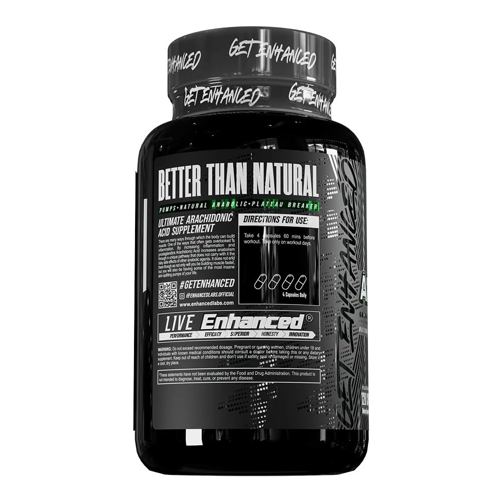 Enhanced Labs - Arachidonic Acid Supplement - Muscle and Strength Supplement for Increased Muscle Mass & Improved Recovery for Men & Women - One Capsule Contains 350mg Arachidonic Acid (120 Capsules) EnhancedBuy Supplements Australia