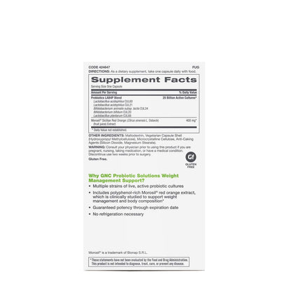 GNC Probiotic Solutions Weight Management Support with 25 Billion CFUs | Contains GNCBuy Supplements Australia