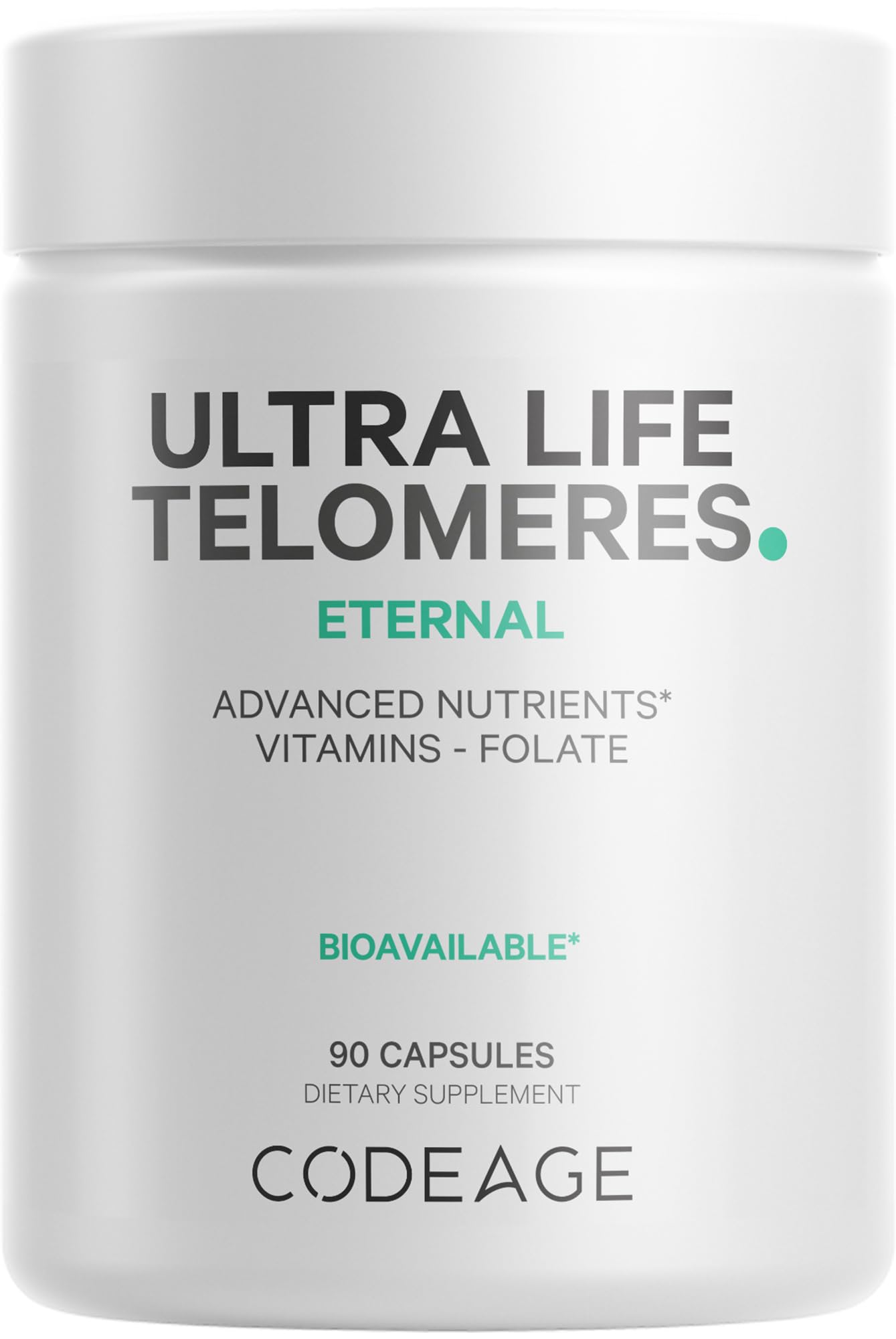 Codeage Ultra Life Telomeres Supplement - 5 MTHF Folate Vitamin B9, Vitamin B12 Methylcobalamin, Vitamin D3, L-Theanine, Ashwagandha - 3-Month Supply - DNA, Methylation Cycle - Non-GMO - 90 Capsules CodeageBuy Supplements Australia