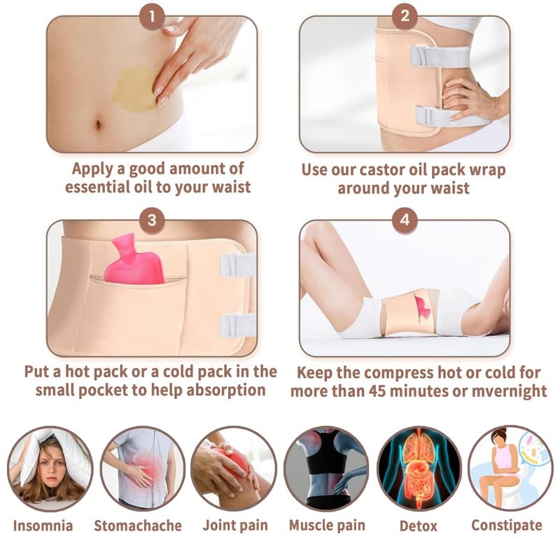 R3 KAYOIL Castor Oil Packs - Organic and Reusable Packs for Stomach and Neck Set R3 KAYOILBuy Supplements Australia