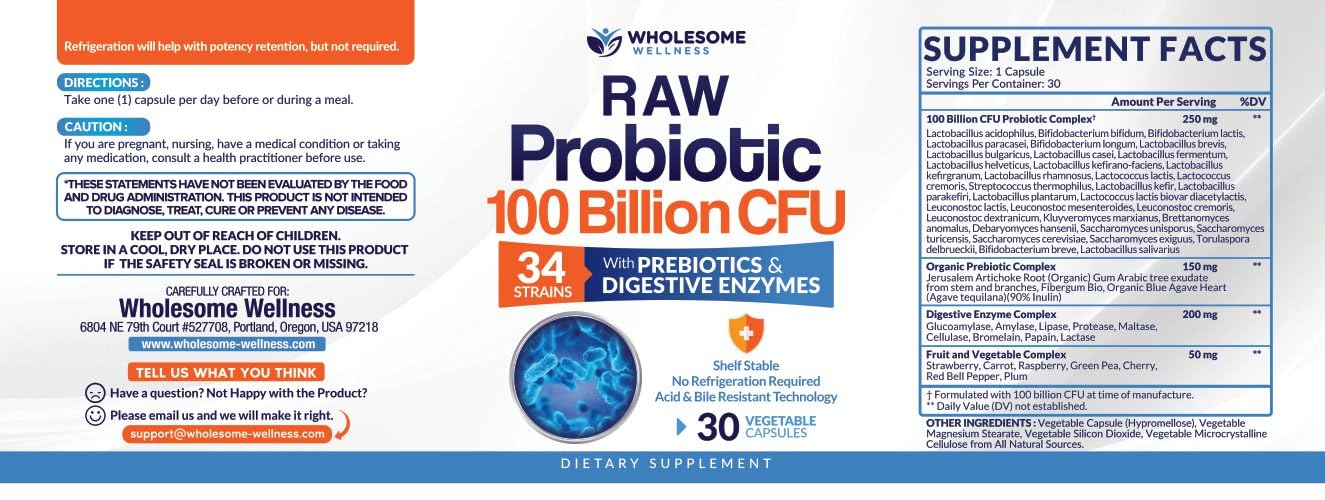 Organic Probiotics 100 Billion CFU, Dr Formulated Probiotics for Women, Probiotics Wholesome WellnessBuy Supplements Australia