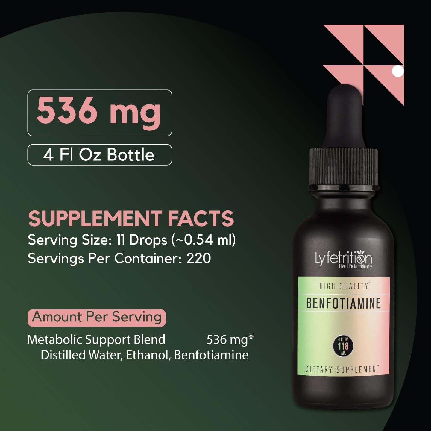 Lyfetrition Benfotiamine 118 ml, 4 FL Oz Liquid, 220 Servings, Made in USA, Quick Absorption, Potent Ingredients, Non-GMO LyfetritionBuy Supplements Australia