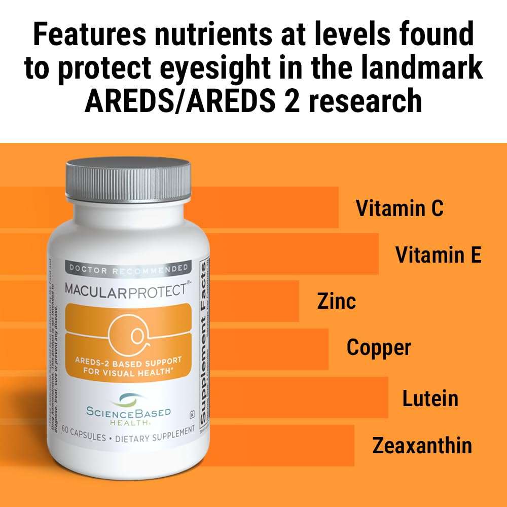 ScienceBased Health MacularProtect AREDS 2 Formula – Eye Health Vitamin & Mineral Supplement with Lutein, Zeaxanthin & B Vitamins for Macular & Vision Support – 60 Capsules ScienceBased HealthBuy Supplements Australia
