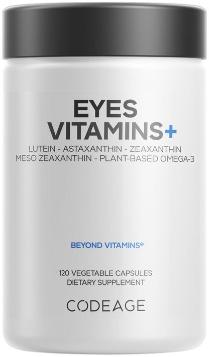 Codeage Eyes Vitamins - AREDS 2 Based Formula Supplement - 2-Month Supply - Vitamins A, C, E, Zinc, Lutein, Astaxanthin, Zeaxanthin, Eyebright, Marigold, Bilberry, Saffron, Omega-3-120 Capsules CodeageBuy Supplements Australia