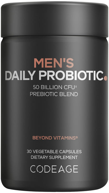 Codeage Men’s Daily Probiotic Supplement - 50 Billion CFU Probiotic Blend with Zinc, Inulin Prebiotic, Saw Palmetto – Men’s Wellness Support – 1 Capsule Per Serving - Non-GMO – 30 Capsules CodeageBuy Supplements Australia