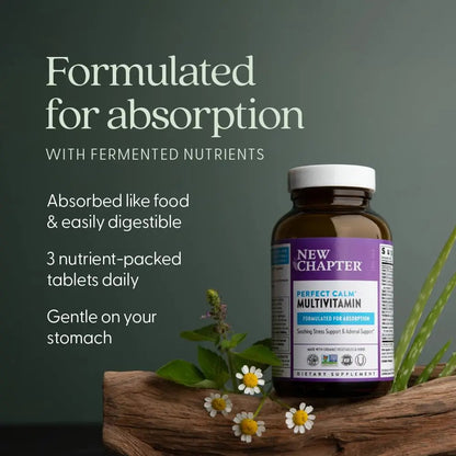 New Chapter Perfect Calm - Daily Multivitamin for Stress & Mood Support with B Vitamins + Holy Basil + Lemon Balm New Chapter