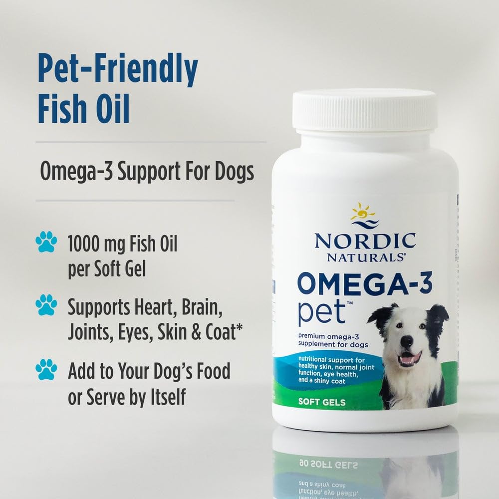 Nordic Naturals Omega-3 Pet, Unflavored - 180 Soft Gels - 320 mg Omega-3 Per Soft Gel - Fish Oil for Dogs with EPA & DHA - Promotes Heart, Skin, Coat, & Immune Health Nordic NaturalsBuy Supplements Australia