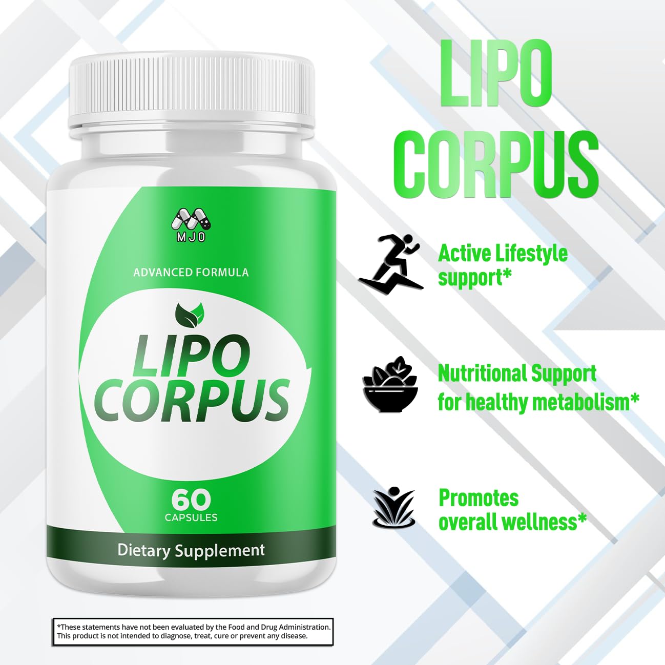 Lipo Corpus Capsules, Official LipoCorpus Supplement Pills Will All Natural Ingredients, Advanced Formula Lipo Corpus Active Lifestyle Supporting Health and Wellness for Women and Men (60 Capsules) MJOBuy Supplements Australia