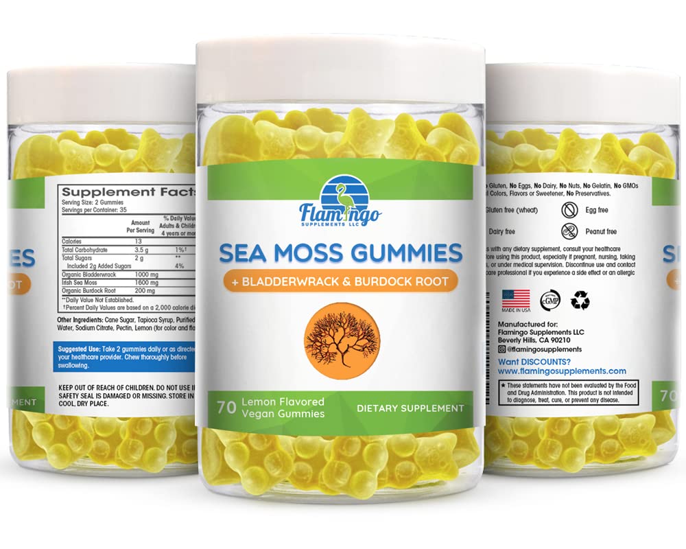 Sea Moss Gummies Plus Organic Bladderwrack and Burdock Root. Tasty Alternative to Sea Flamingo SupplementsBuy Supplements Australia