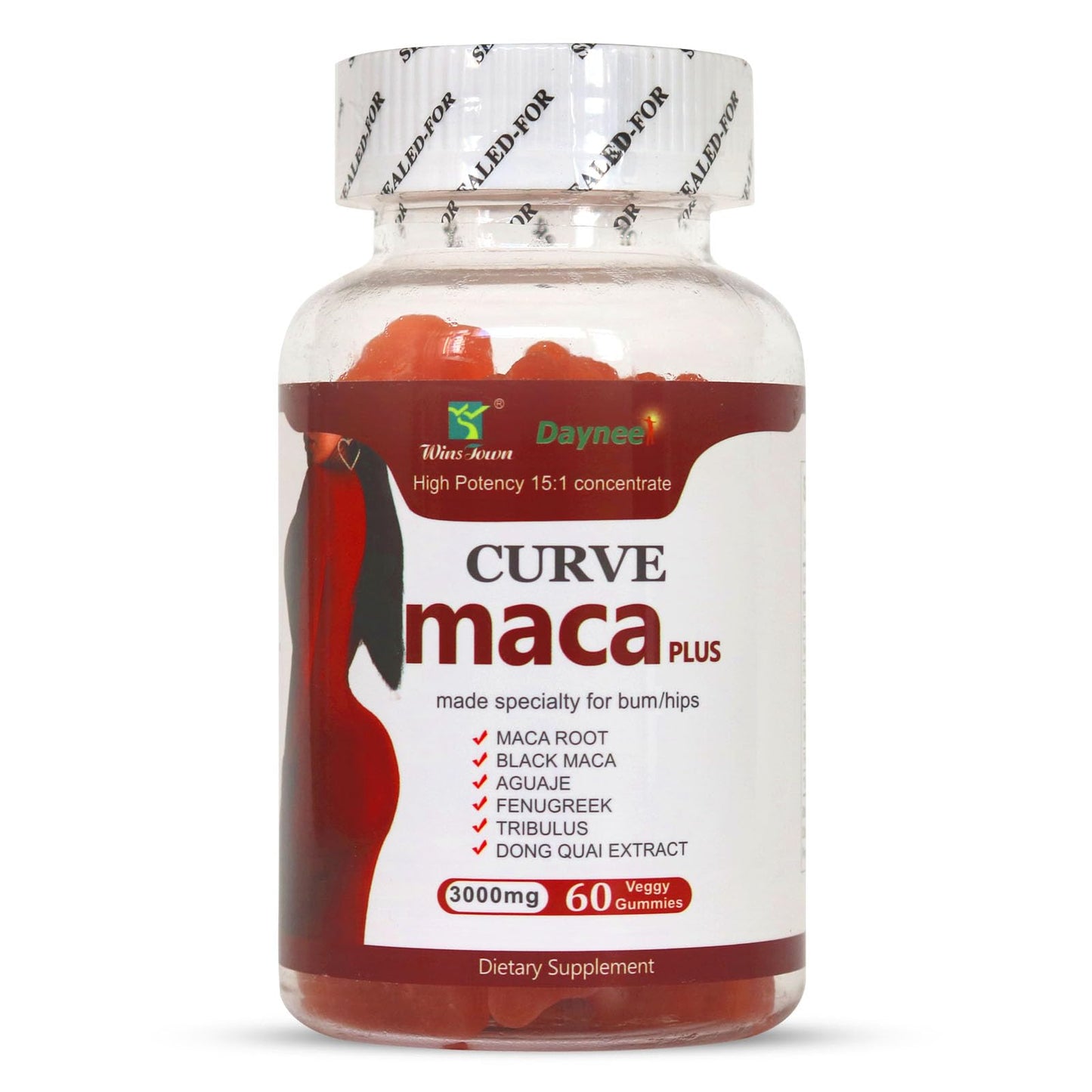 Wins Town Maca Plus Gummies 3000mg, Glute Boost Vitamins for Women, Supports Curves, Energy & Skin Health, Strawberry Flavor, Vegan, 60 Count Wins TownBuy Supplements Australia