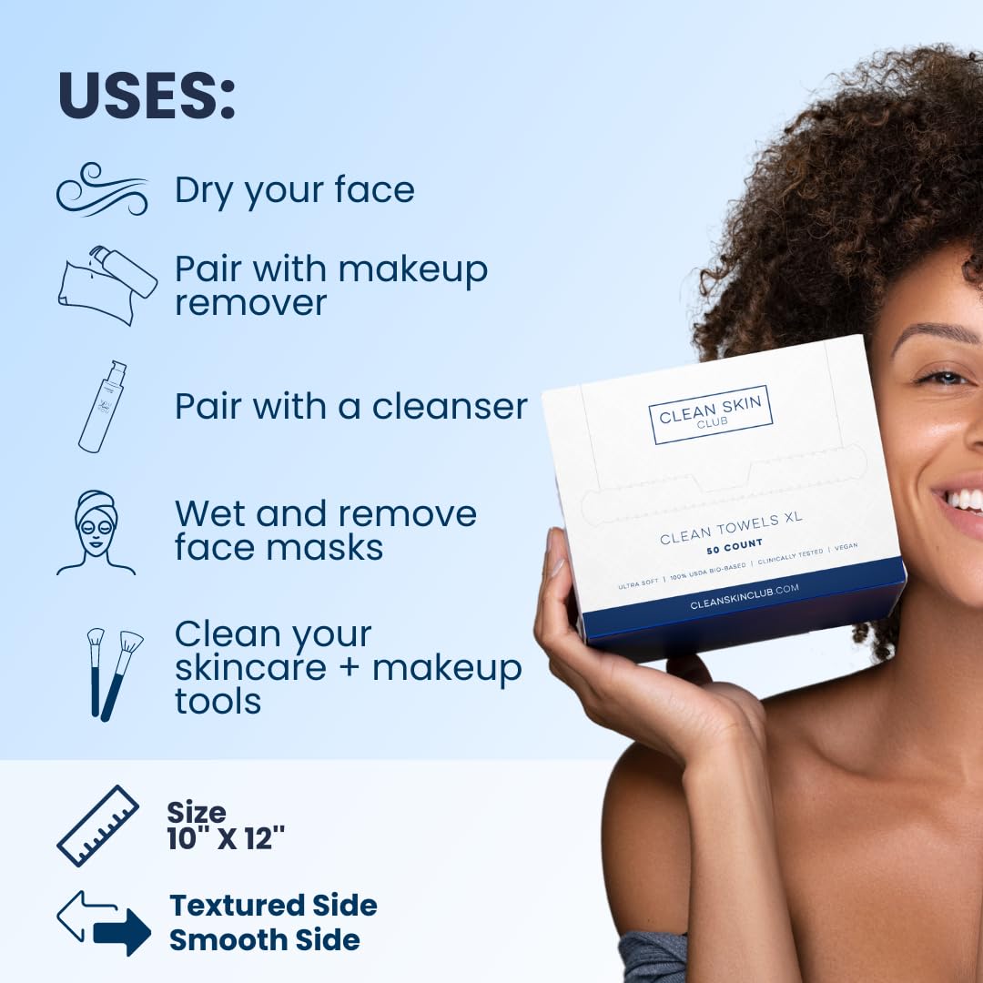Clean Skin Club Clean Towel XL, 100% USDA Biobased Dermatologist CLEAN SKIN CLUBBuy Supplements Australia