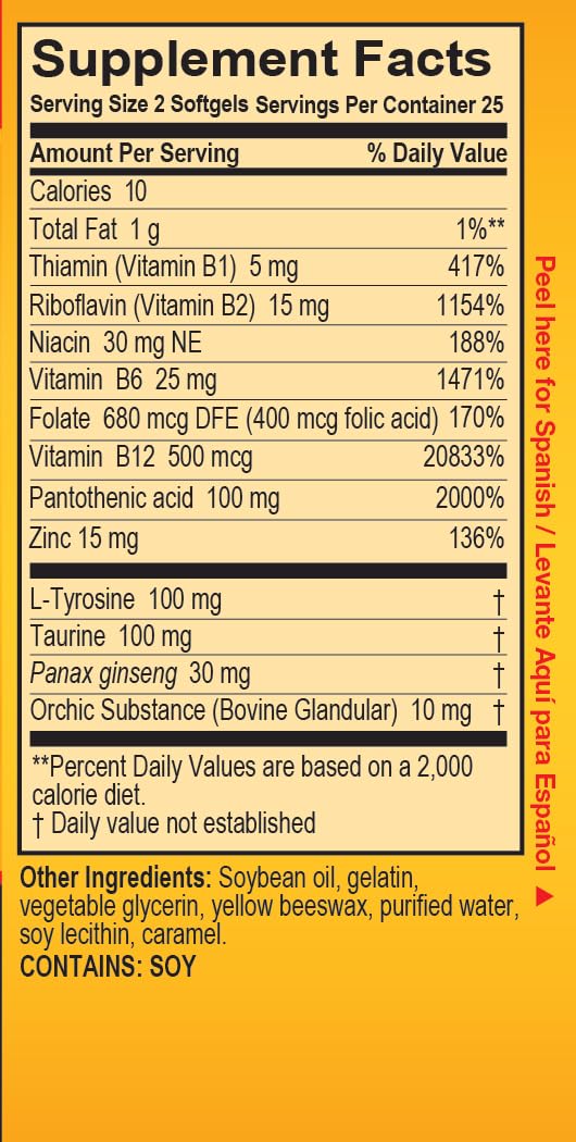 Super Macho Dietary Supplement with High Potency Zinc & 7 B Vitamins, No Preservatives, Sugar or Caffeine, Made in USA, 50 Softgels (3 Pack) Super MachoBuy Supplements Australia