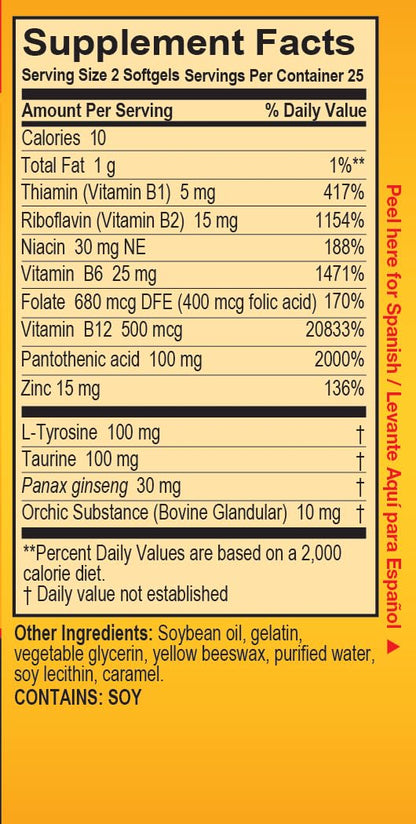 Super Macho Dietary Supplement with High Potency Zinc & 7 B Vitamins, No Preservatives, Sugar or Caffeine, Made in USA, 50 Softgels (3 Pack) Super MachoBuy Supplements Australia