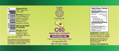 C60 Power C60 in Organic Avocado Oil - Natural Wellness & Antioxidant Support for Men & Women, 99.99% Pure Carbon Fullerenes, Promotes Energy, Mental Clarity, & Stamina - 4 fl oz Bottle C60 Purple PowerBuy Supplements Australia
